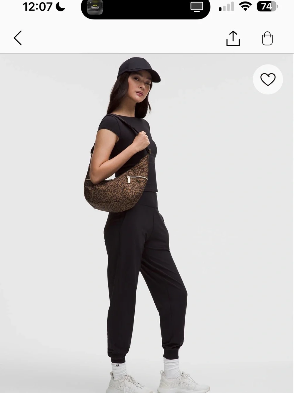 lululemon athletica Brown Leopard Print Hobo Bag with Black Strap